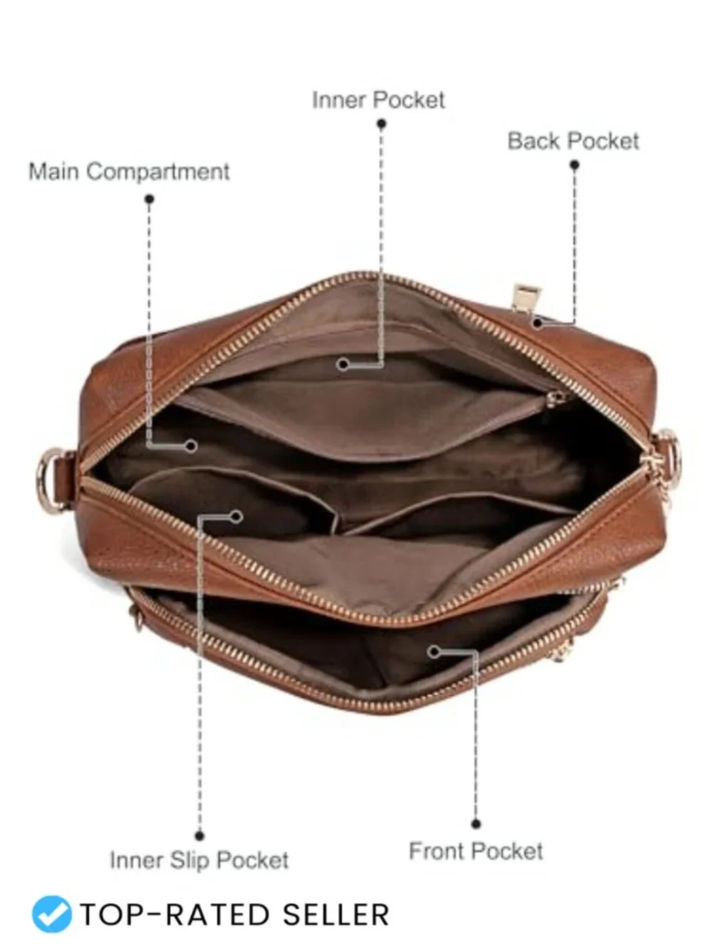 Small Leather Crossbody Bag Anti Theft Purse with Wide Strap Tassel